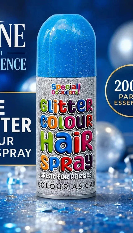2x Temporary Hair Colour Spray Glitter Blue Instant Washable Fancy Dress Up Dye