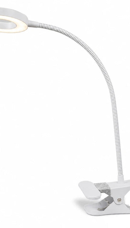 USB LED Clip Desk Lamp with Flexible Neck & Dimming-White