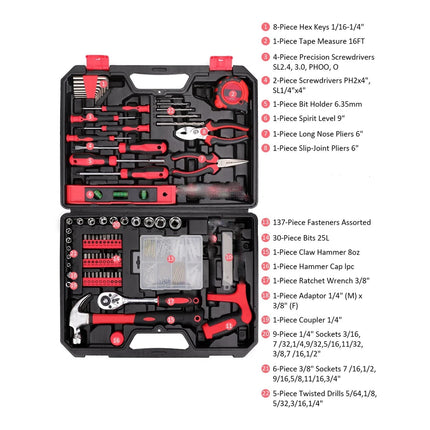 Tool Kit 226 Pcs Professional Hand Tool Kit Set Household & Workshop DIY Tools