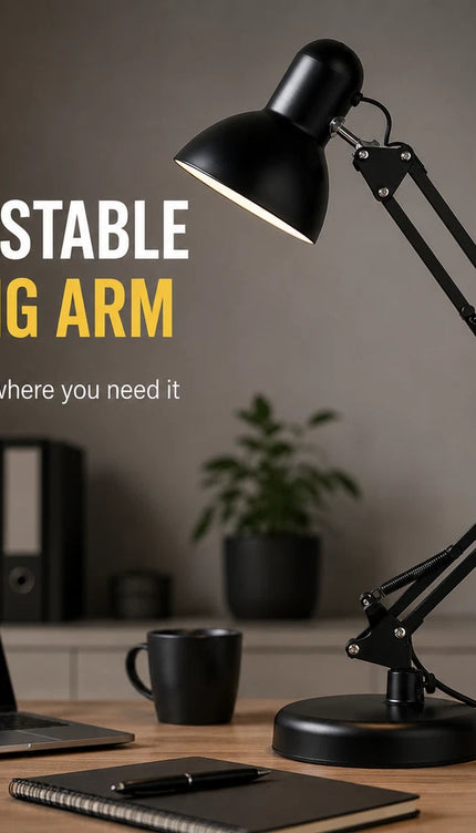 Desk Lamp E27 Swing Adjustable Arm Table Light with Clamp Reading Craft Work