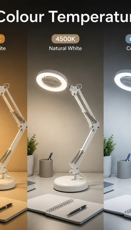 LED Magnifier Lamp 3X Magnifying Glass Usb Desk Light 3 Colour Modes 10Brightnes