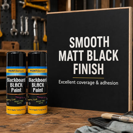 Blackboard Black Spray Paint 400ml Multipurpose Long Lasting Matt Black 2-Pack