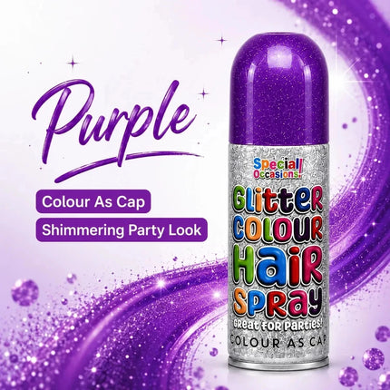 2x Temporary Hair Colour Spray Glitter Purple Instant Washable Fancy Dress Up