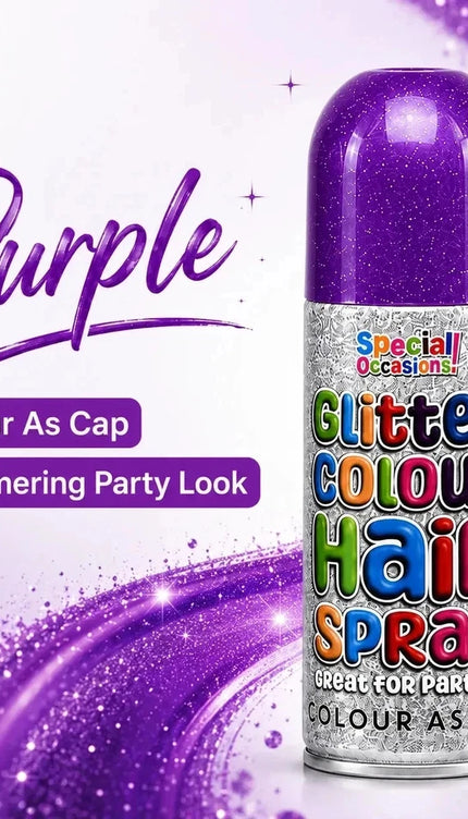 2x Temporary Hair Colour Spray Glitter Purple Instant Washable Fancy Dress Up