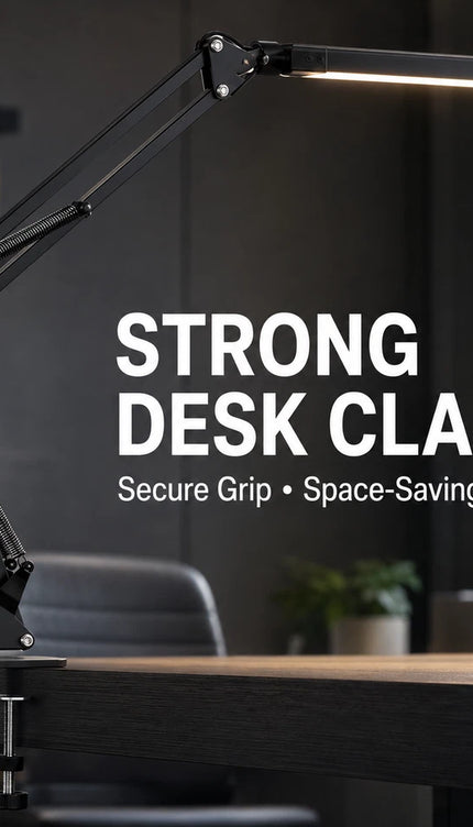 LED Metal Desk Lamp with Clamp – Adjustable Swing Arm, 3 Colour Modes & 10 Brightness Levels