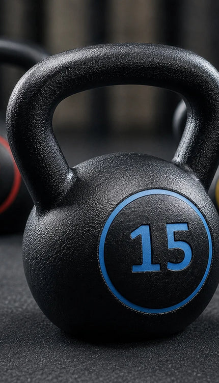 30lb 3x Kettlebell Weight Set 5/10/15 LB with Storage Rack Vinyl Coated Home Gym