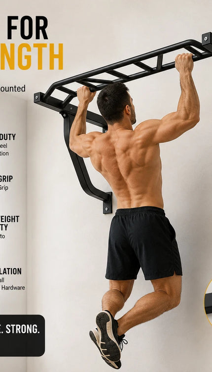 Multi Grip Wall Mounted Pull Up Bar Heavy Duty Chin Up 300LB Gym Workout Station