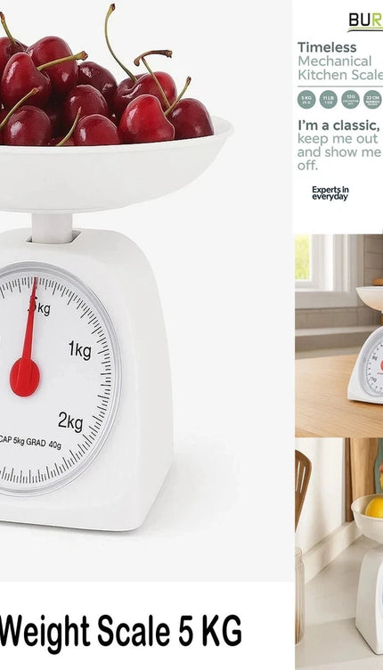 Kitchen Weight Scale 5KG White Round Mechanical Cooking Food Measuring Scale