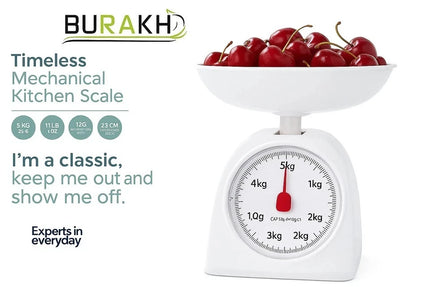 Kitchen Weight Scale 5KG White Round Mechanical Cooking Food Measuring Scale
