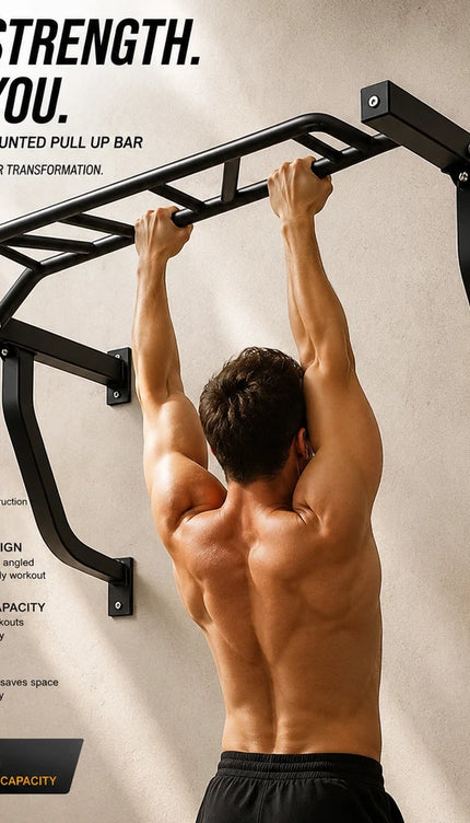 Multi Grip Wall Mounted Pull Up Bar Heavy Duty Chin Up 300LB Gym Workout Station