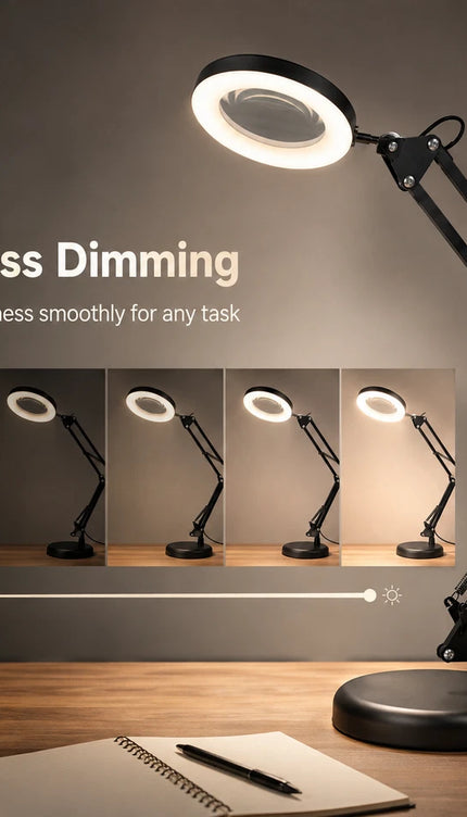 LED Magnifier Lamp 3X Magnifying Glass Usb Desk Light 3 Colour Modes 10Brightnes
