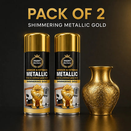 2x Metallic Gold Spray Paint 400ml All-Purpose Aerosol for Wood Metal Plastic