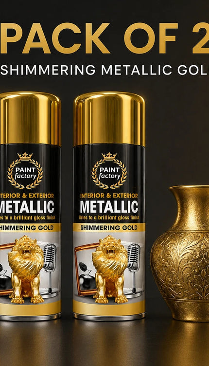 2x Metallic Gold Spray Paint 400ml All-Purpose Aerosol for Wood Metal Plastic