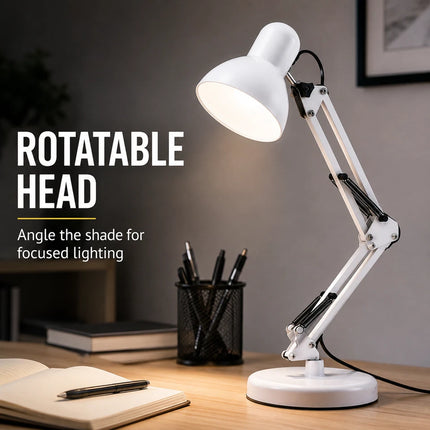 Adjustable Architect Desk Lamp E27 with Base & Clamp Metal Swing Arm Study Light