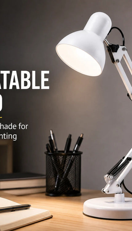 Desk Lamp E27 Swing Adjustable Arm Table Light with Clamp Reading Craft Work