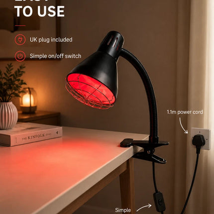 Infrared Heat Lamp 150W Red Light Therapy Clip On Adjustable Muscle Relaxation