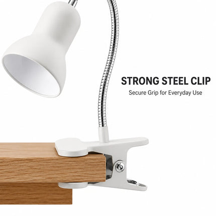 Clip On LED Desk Lamp E27 Flexible Gooseneck Reading Study Bedside Light 40W Max