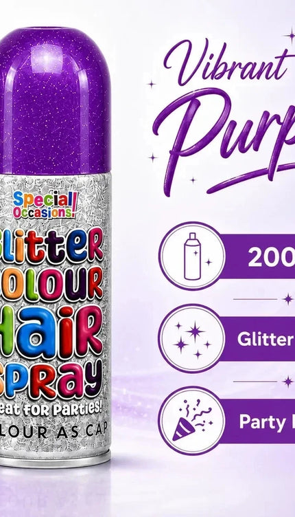 2x Temporary Hair Colour Spray Glitter Purple Instant Washable Fancy Dress Up