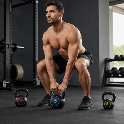 30lb Kettlebell Weight Set 3PC 5lb 10lb 15lb Home Gym Strength Fitness Workout