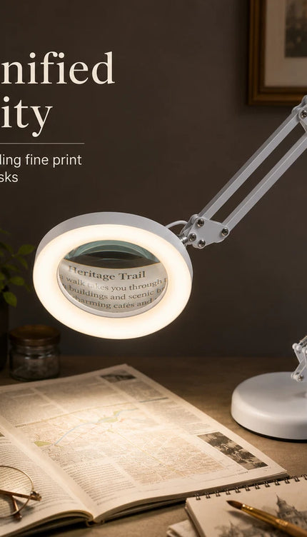 LED Magnifier Lamp 3X Magnifying Glass Usb Desk Light 3 Colour Modes 10Brightnes