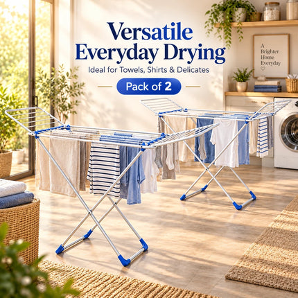 Winged Folding Clothes Airer Heavy Duty Metal Laundry Drying Rack Indoor 18M