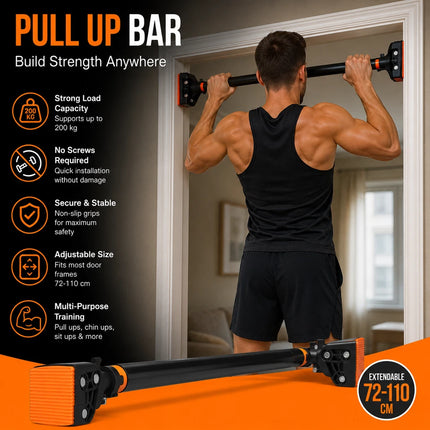 Pull Up Bar Doorway Adjustable Chin Up Bar 72-95CM No Screw Home Gym 200KG
