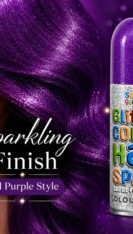 2x Temporary Hair Colour Spray Glitter Purple Instant Washable Fancy Dress Up