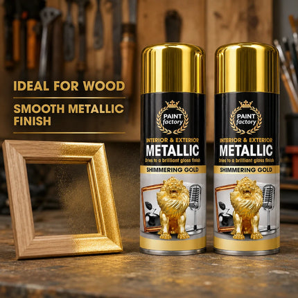 2x Metallic Gold Spray Paint 400ml All-Purpose Aerosol for Wood Metal Plastic