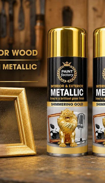 2x Metallic Gold Spray Paint 400ml All-Purpose Aerosol for Wood Metal Plastic