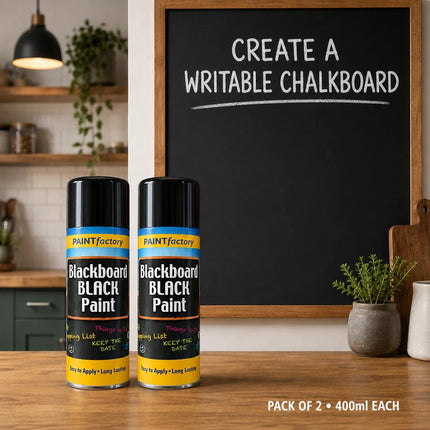 Blackboard Black Spray Paint 400ml Multipurpose Long Lasting Matt Black 2-Pack
