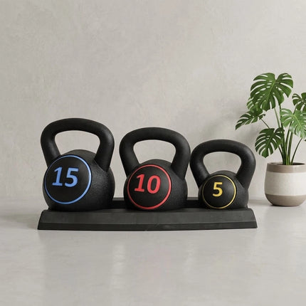 30lb Kettlebell Weight Set 3PC 5lb 10lb 15lb Home Gym Strength Fitness Workout