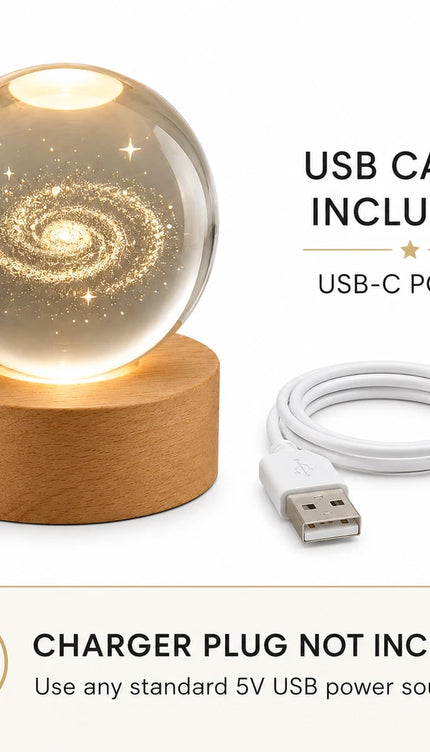 6cm 3D Galaxy LED Crystal Ball Lamp – Warm White