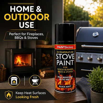 Stove Paint Spray 400ml Black Matt Heat Resistant Paint for Fireplace BBQ Stove