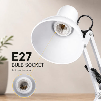 Adjustable Architect Desk Lamp E27 with Base & Clamp Metal Swing Arm Study Light