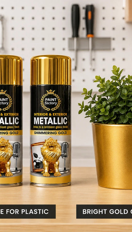 2x Metallic Gold Spray Paint 400ml All-Purpose Aerosol for Wood Metal Plastic