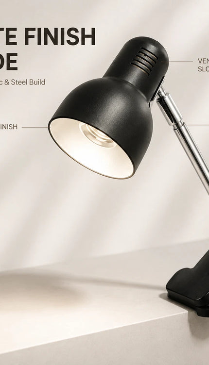 Clip On LED Study Lamp E27 For Bed Headboard Desk Shelf Adjustable Reading Light