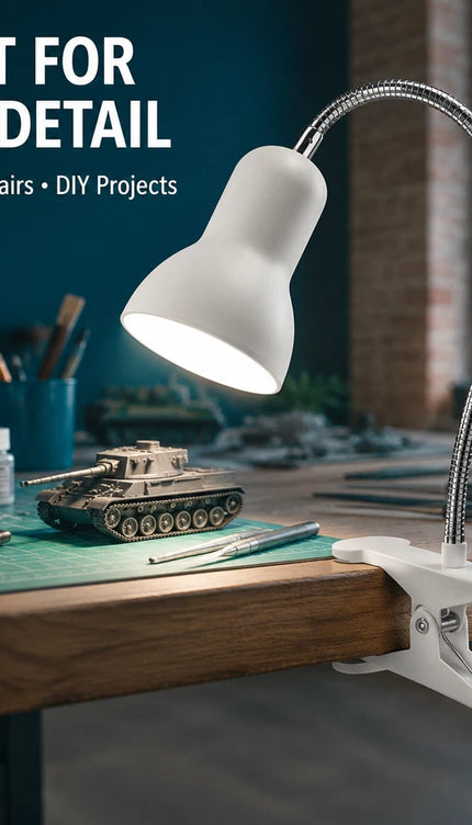 Clip On LED Desk Lamp E27 Flexible Gooseneck Reading Study Bedside Light 40W Max