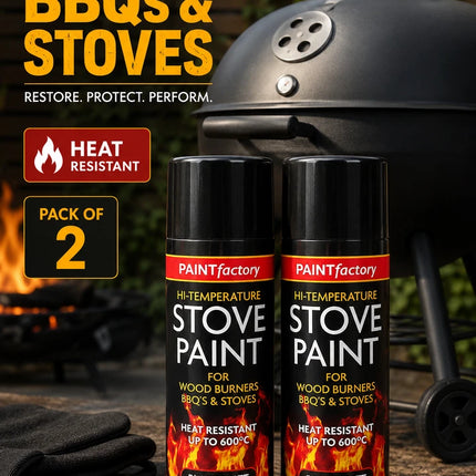 Stove Paint Spray 400ml Black Matt Heat Resistant for Fireplace BBQ Stove 2-Pack