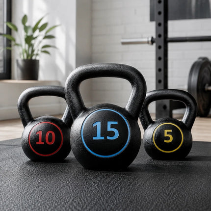 30lb Kettlebell Weight Set 3PC 5lb 10lb 15lb Home Gym Strength Fitness Workout