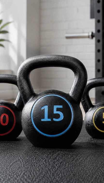 30lb 3x Kettlebell Weight Set 5/10/15 LB with Storage Rack Vinyl Coated Home Gym