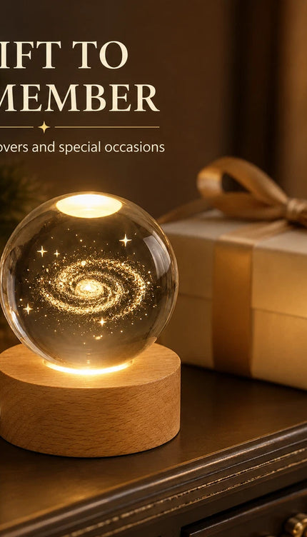 6cm 3D Galaxy LED Crystal Ball Lamp – Warm White