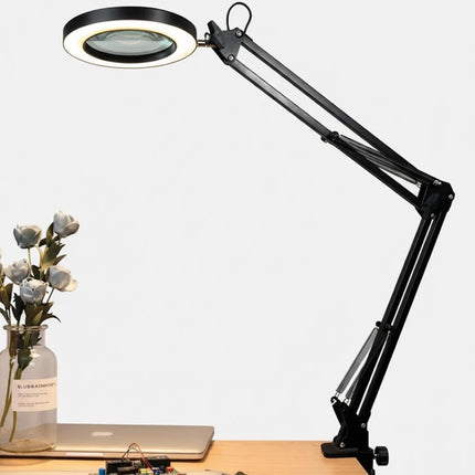 3X Magnifying Desk Lamp LED Light Dimmable 3 Light Colour Step Dimming Swing Arm