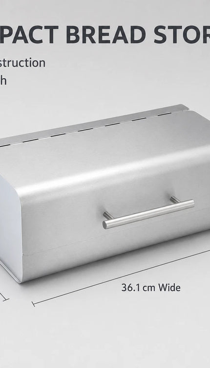 Steel Bread Bin Silver Satin Finish – Bread, Rolls & Bagel Storage Container
