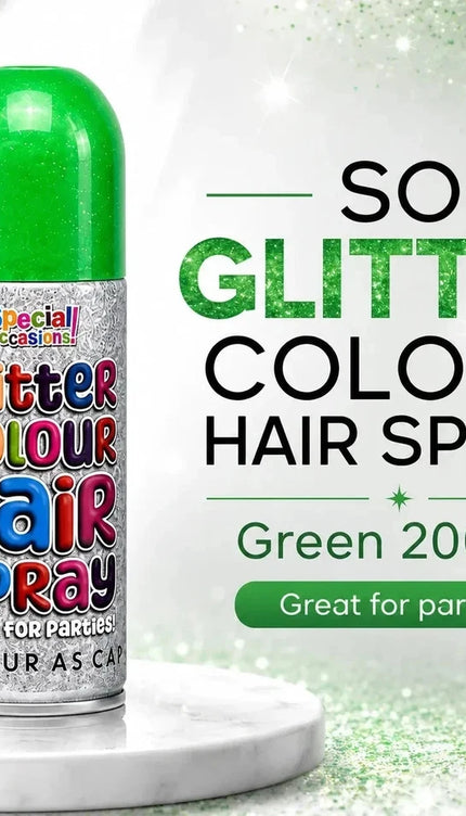 2x Temporary Hair Colour Spray Glitter Green Instant Washable Fancy Dress Up Dye