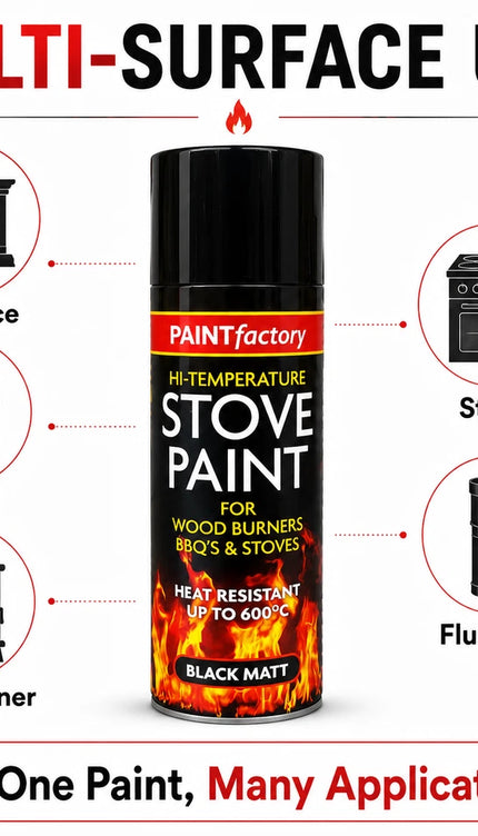 Stove Paint Spray 400ml Black Matt Heat Resistant Paint for Fireplace BBQ Stove
