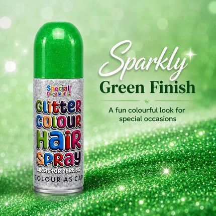 2x Temporary Hair Colour Spray Glitter Green Instant Washable Fancy Dress Up Dye