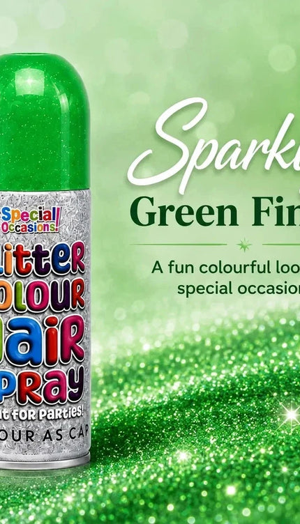 2x Temporary Hair Colour Spray Glitter Green Instant Washable Fancy Dress Up Dye