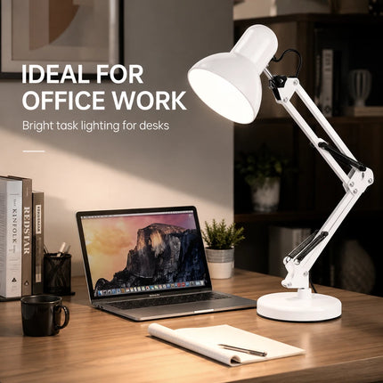 Adjustable Architect Desk Lamp E27 with Base & Clamp Metal Swing Arm Study Light