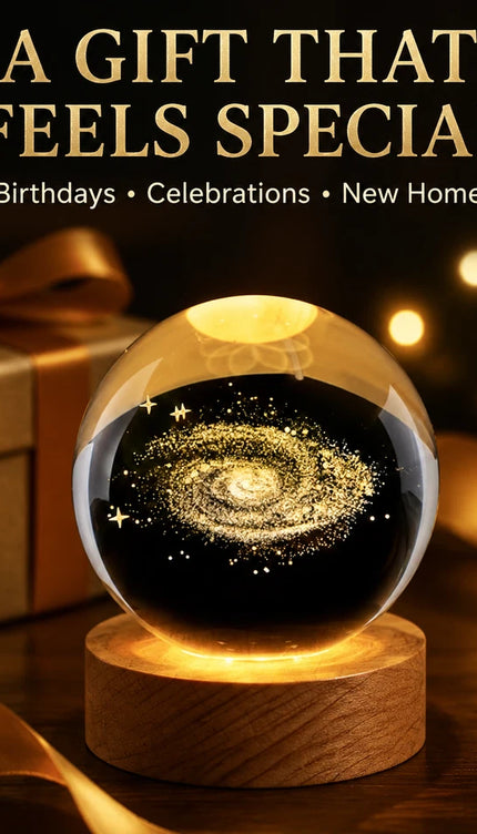 6cm 3D Galaxy LED Crystal Ball Lamp – Warm White