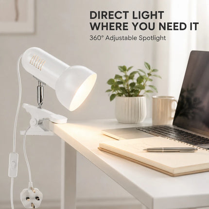 Clip On LED Study Lamp E27 For Bed Headboard Desk Shelf Adjustable Reading Light